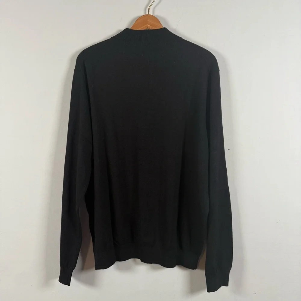 Paul Fredrick Silk/Cotton/Cashmere Black Crewneck Sweater, Size L